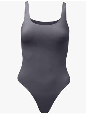 Almere Low Back Contour Tank High Cut Thong Bodysuit in Dark Grey
